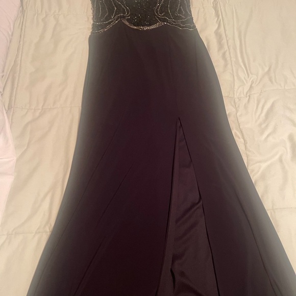 Jovani Dresses & Skirts - Jovani Black Maxi Dress with Silver Accents (fits like a SZ 10) new with tags